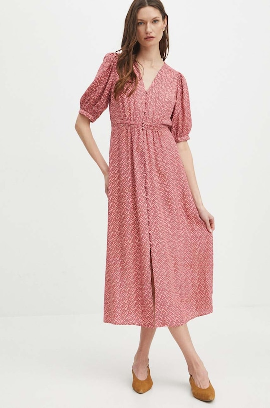 Sukienka damska maxi wzorzysta kolor różowy różowy RS24.SUD092