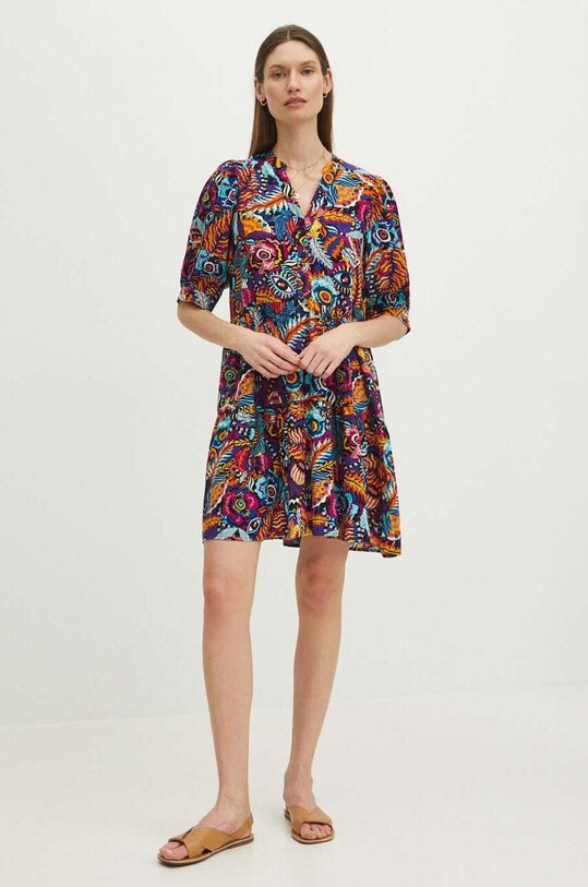 Sukienka damska mini oversize wzorzysta kolor multicolor casual multicolor RS24.SUD094