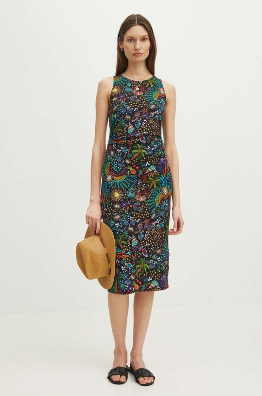 Bavlnené šaty dámske čierna farba RS24.SUD095 čierna RS24