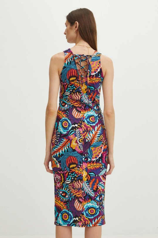 Odzież Sukienka bawełniana damska midi wzorzysta kolor multicolor RS24.SUD095 multicolor
