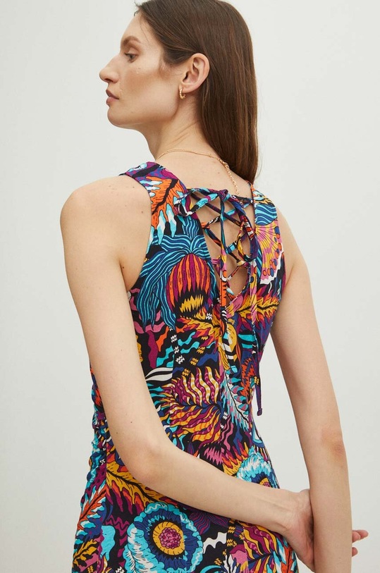 Sukienka bawełniana damska midi wzorzysta kolor multicolor multicolor RS24.SUD095