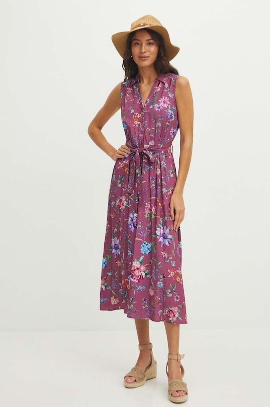 Šaty dámske ružová farba midi ružová RS24.SUD0B0