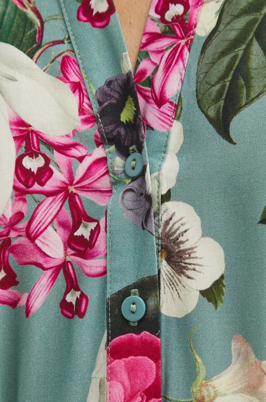 Sukienka midi z paskiem wzorzysta kolor turkusowy RS24.SUD0B0 turkusowy