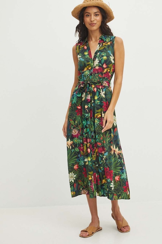 Sukienka midi z paskiem wzorzysta kolor multicolor midi multicolor RS24.SUD0B0