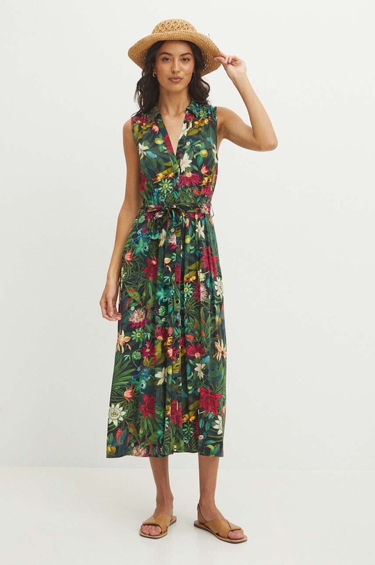 Sukienka midi z paskiem wzorzysta kolor multicolor RS24.SUD0B0 multicolor RS24