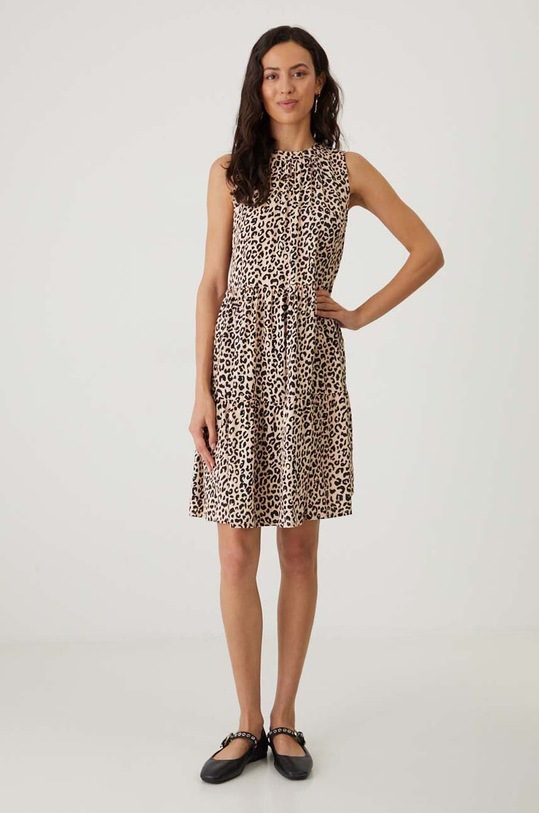 Sukienka damska midi z wiskozy kolor beżowy RS24.SUD0B1 beżowy RS24