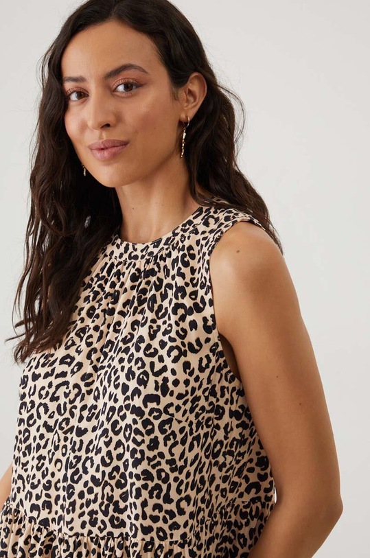 Sukienka damska midi z wiskozy kolor beżowy beżowy RS24.SUD0B1