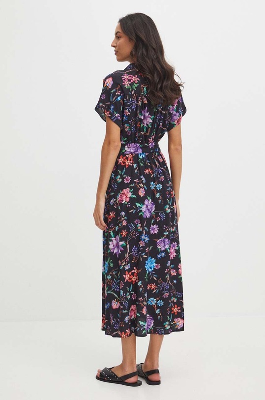 Odzież Sukienka damska maxi wzorzysta kolor czarny RS24.SUD0B3 czarny