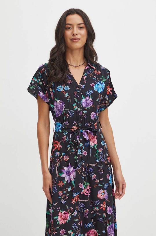 Sukienka damska maxi wzorzysta kolor czarny czarny RS24.SUD0B3