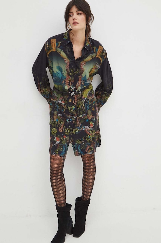 Šaty midi z kolekce Eviva L'arte černá barva RS24.SUD256 černá