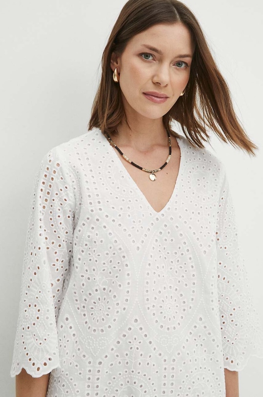 Bavlnené šaty dámske béžová farba béžová RS24.SUD604