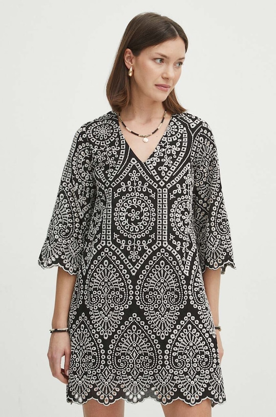 Bavlnené šaty dámske čierna farba casual čierna RS24.SUD604