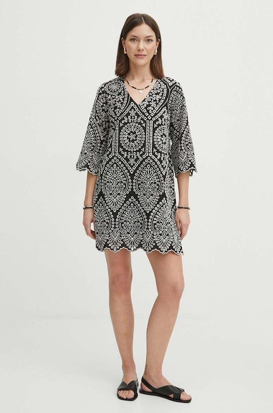 Bavlnené šaty dámske čierna farba RS24.SUD604 čierna RS24