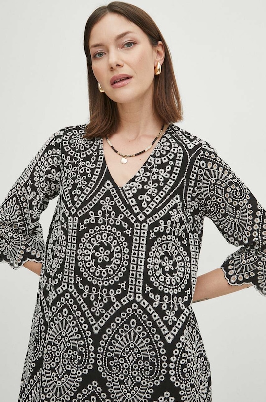 Bavlnené šaty dámske čierna farba čierna RS24.SUD604