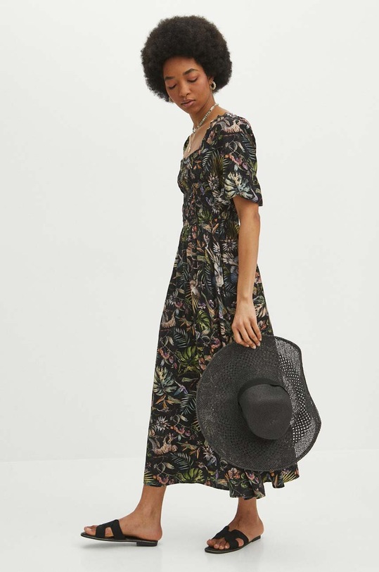Sukienka damska midi wzorzysta kolor czarny RS24.SUD701 czarny RS24