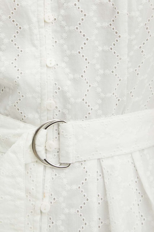 Sukienka bawełniana damska midi z ozdobnym haftem kolor beżowy RS24.SUD807 beżowy