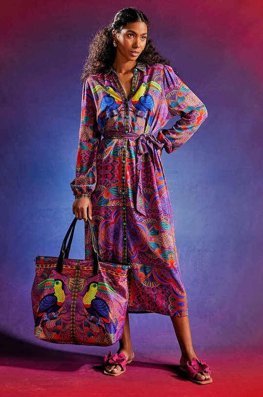 Sukienka z paskiem midi z kolekcji Jane Tattersfield x Medicine kolor multicolor midi multicolor RS24.SUD853