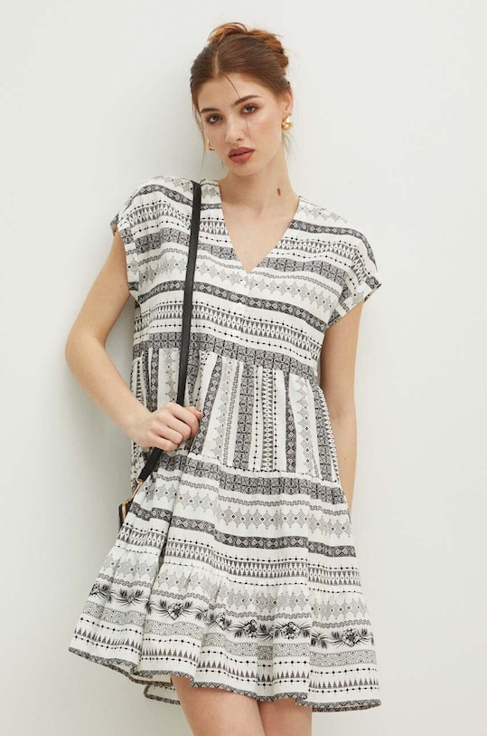 Bavlnené šaty dámske biela farba mini biela RS24.SUDA10