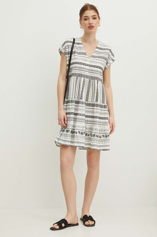 Bavlnené šaty dámske biela farba RS24.SUDA10 biela RS24