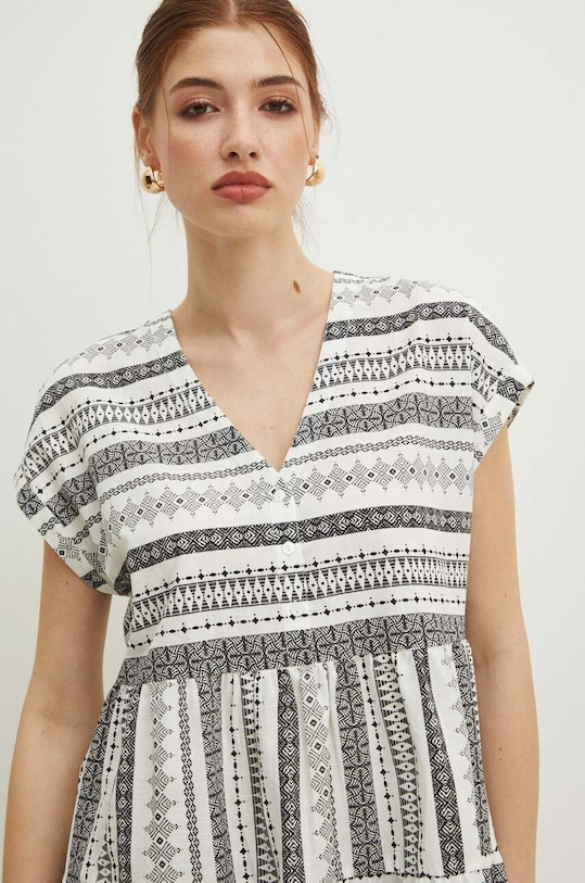 Bavlnené šaty dámske biela farba biela RS24.SUDA10