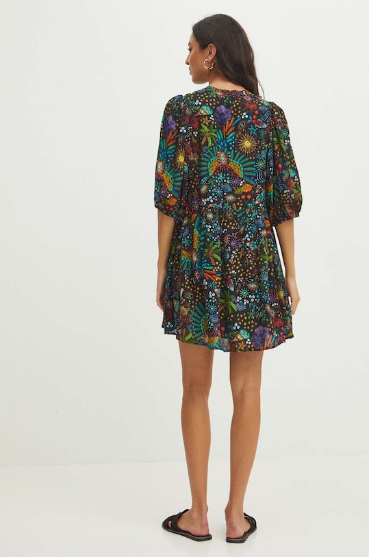 Odzież Sukienka damska mini wzorzysta kolor czarny RS24.SUDA15 czarny