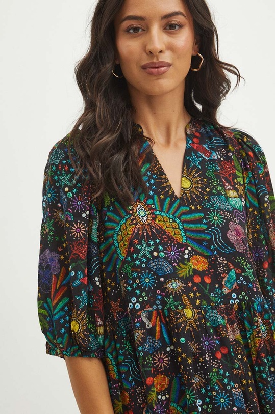 Sukienka damska mini wzorzysta kolor czarny czarny RS24.SUDA15