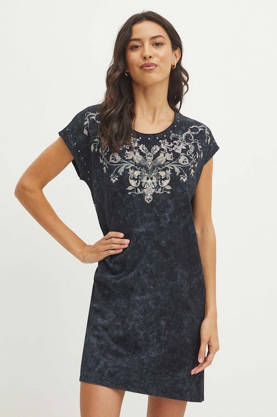 Bavlněné šaty šedá barva mini šedá RS24.SUDB05