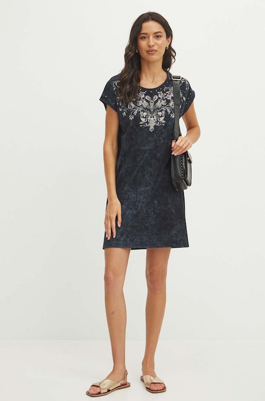 Bavlněné šaty šedá barva RS24.SUDB05 šedá RS24