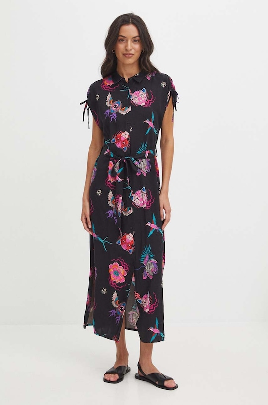 Sukienka damska maxi wzorzysta kolor czarny casual czarny RS24.SUDB08