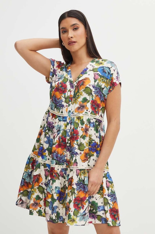 Šaty dámske béžová farba jednoduchý béžová RS24.SUDC00