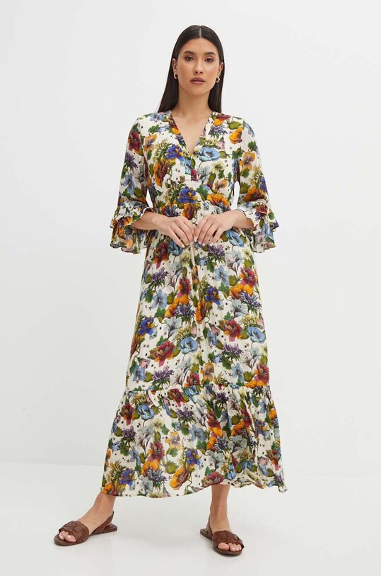 Šaty dámske béžová farba casual béžová RS24.SUDC02