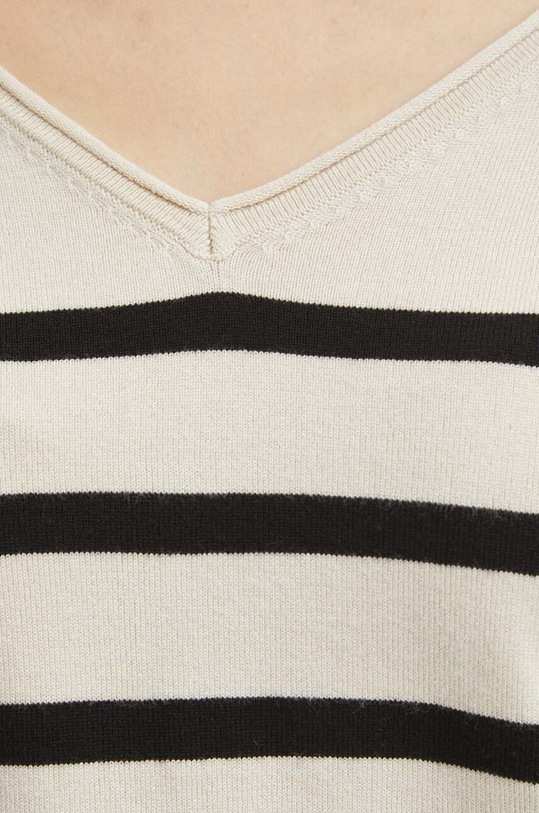 Sweter damski ze spiczastym dekoltem kolor beżowy RS24.SWD010 beżowy