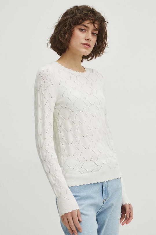 Sweter damski ażurowy kolor beżowy beżowy RS24.SWD040