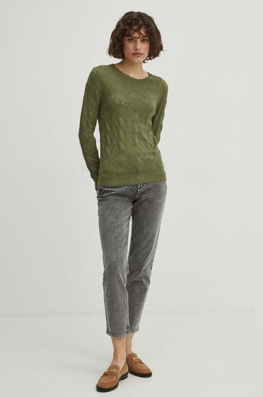 Sweter damski ażurowy kolor zielony RS24.SWD040 zielony RS24