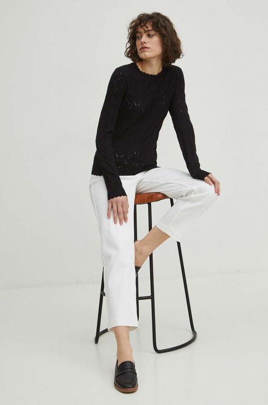 Sweter damski ażurowy kolor czarny RS24.SWD040 czarny RS24