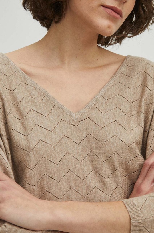 Sveter dámsky béžová farba RS24.SWD041 béžová