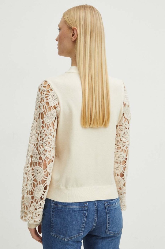 Oblečení Svetr dámský béžová barva RS24.SWD101 béžová
