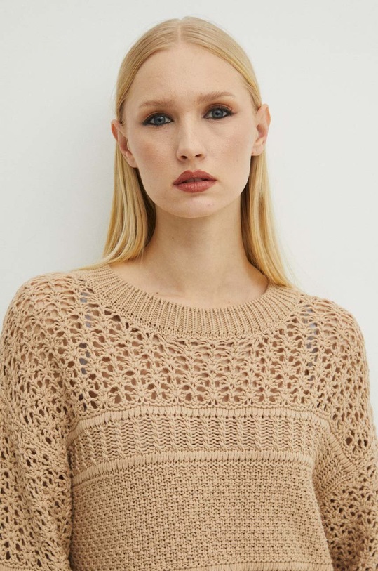 Sweter damski ażurowy kolor beżowy beżowy RS24.SWD106