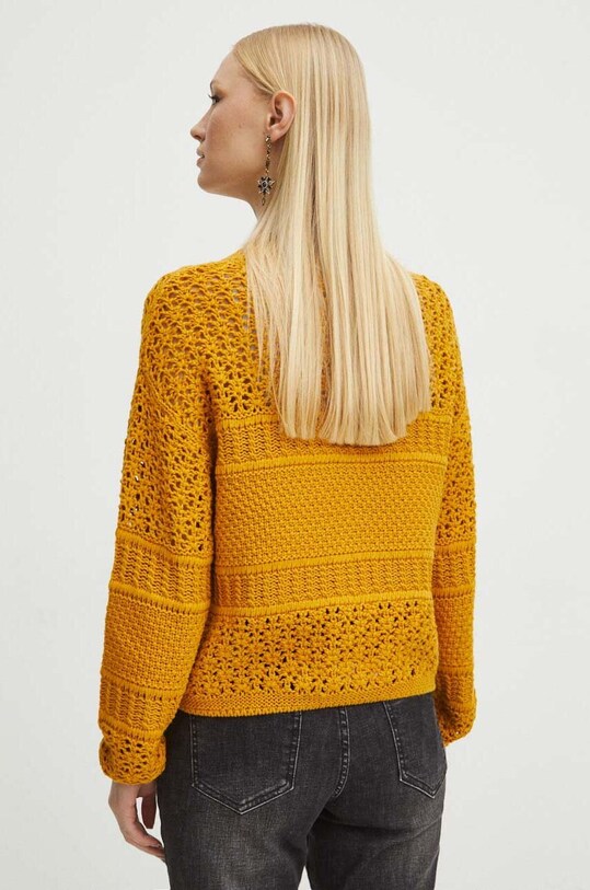 Odzież Sweter damski ażurowy kolor żółty RS24.SWD106 żółty