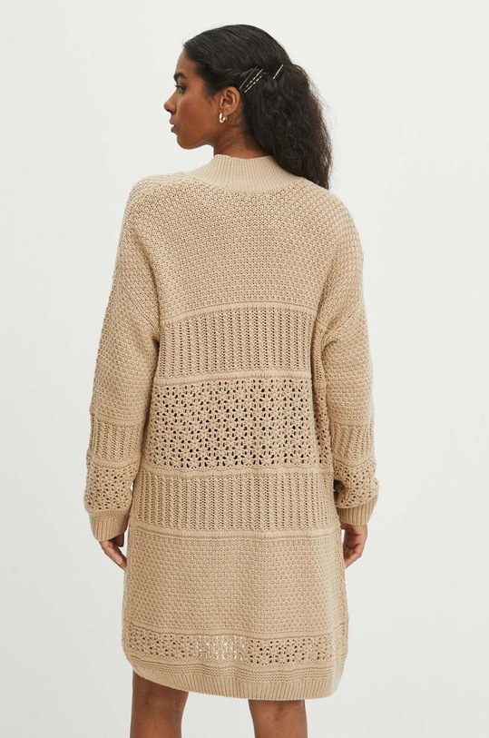 Kardigan damski ażurowy kolor beżowy beżowy RS24-SWD107