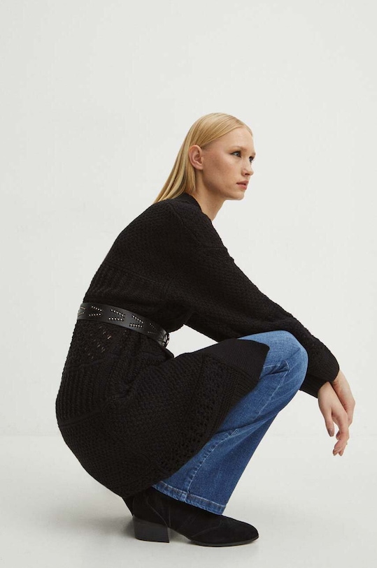 Kardigán dámsky čierna farba hrubá čierna RS24.SWD107