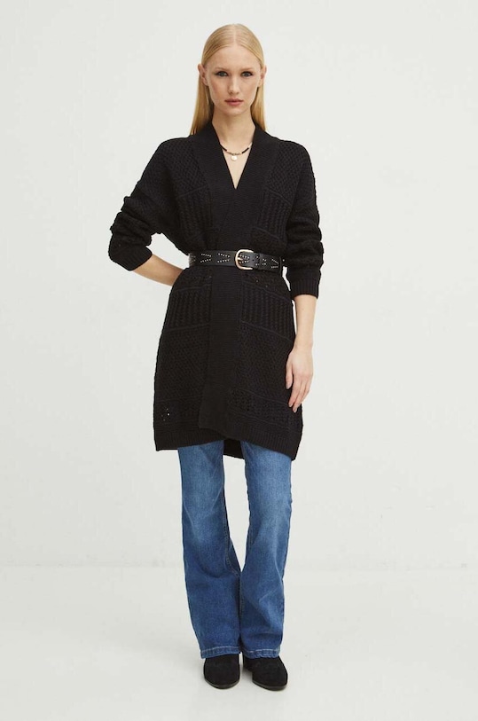 Kardigán dámsky čierna farba RS24.SWD107 čierna RS24