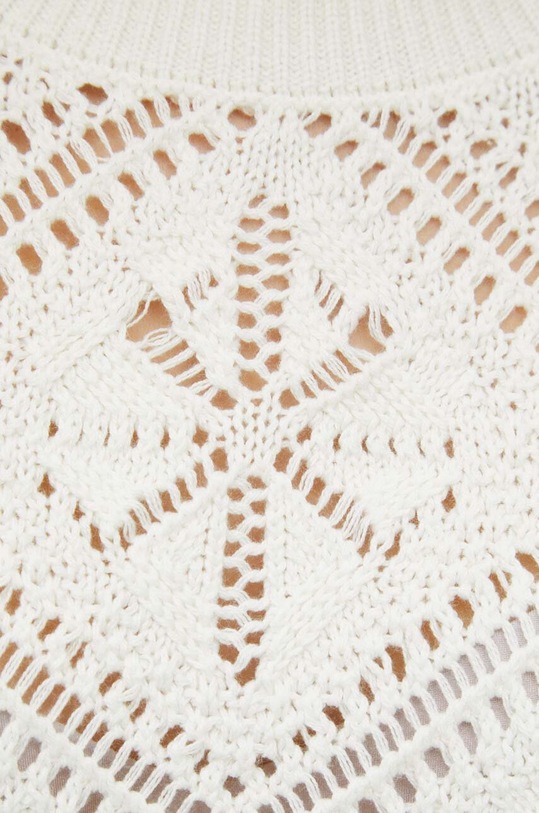 Sweter bawełniany damski ażurowy kolor beżowy RS24.SWD207