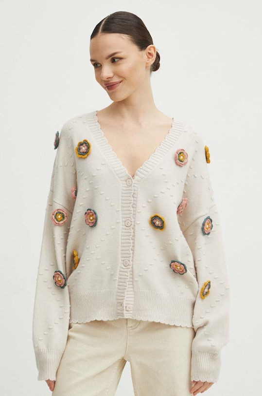 Kardigán dámsky béžová farba béžová RS24.SWD302