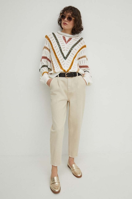Sweter damski ażurowy kolor beżowy RS24.SWD401 beżowy RS24