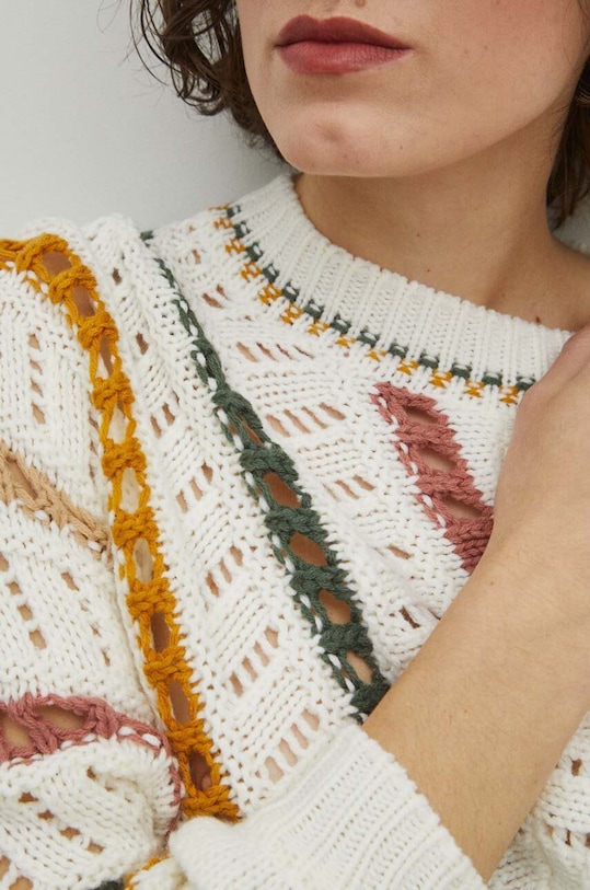 Sweter damski ażurowy kolor beżowy RS24.SWD401 beżowy