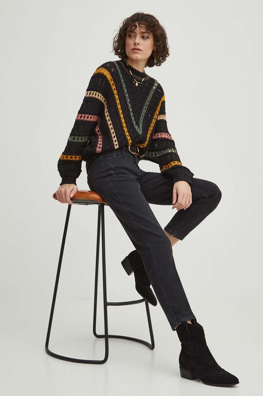 Sweter damski ażurowy kolor czarny RS24.SWD401 czarny RS24