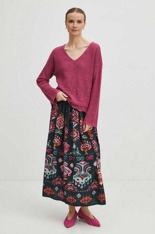 Sweter damski ażurowy kolor różowy RS24.SWD500 różowy RS24