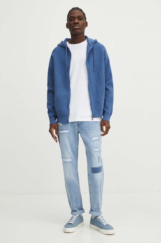 Kardigan męski z kapturem kolor niebieski RS24.SWM202 niebieski RS24