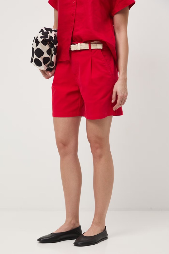 Szorty damskie z paskiem gładkie kolor czerwony RS24-SZD073 czerwony RS24